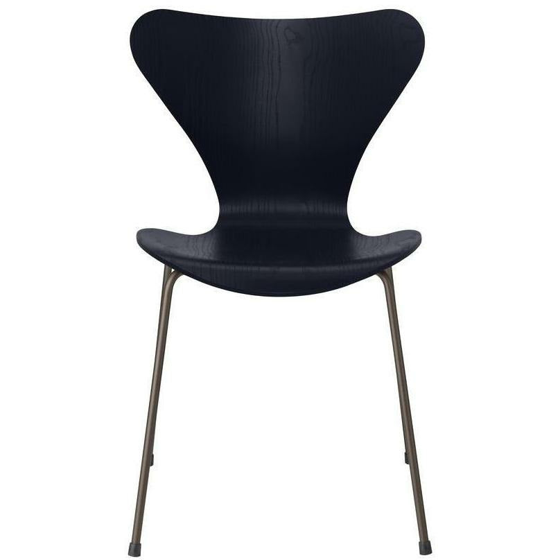 [product_category]-Fritz Hansen Series 7 Chair Dyed Ash Midnight Blue Bowl, Brown Bronze Base-Fritz Hansen-3107-FARVET-MIDNIGHT-BROWN-FRI-1