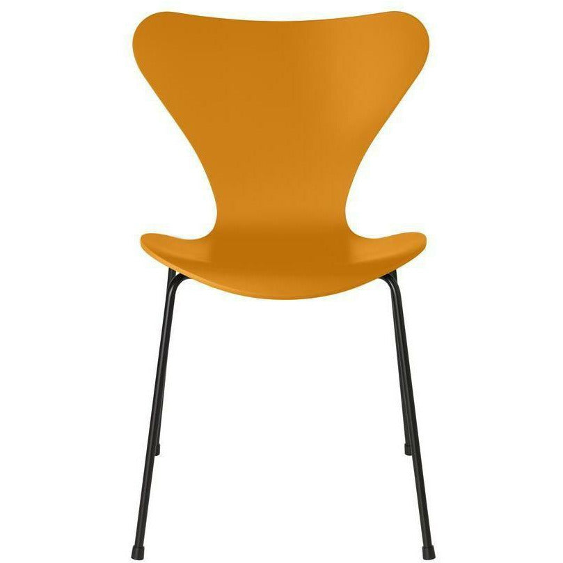 [product_category]-Fritz Hansen Series 7 Chair Lacquered Burnt Yellow Shell, Black Base-Fritz Hansen-3107-LAKERET-BURNT-SORT-FRI-1