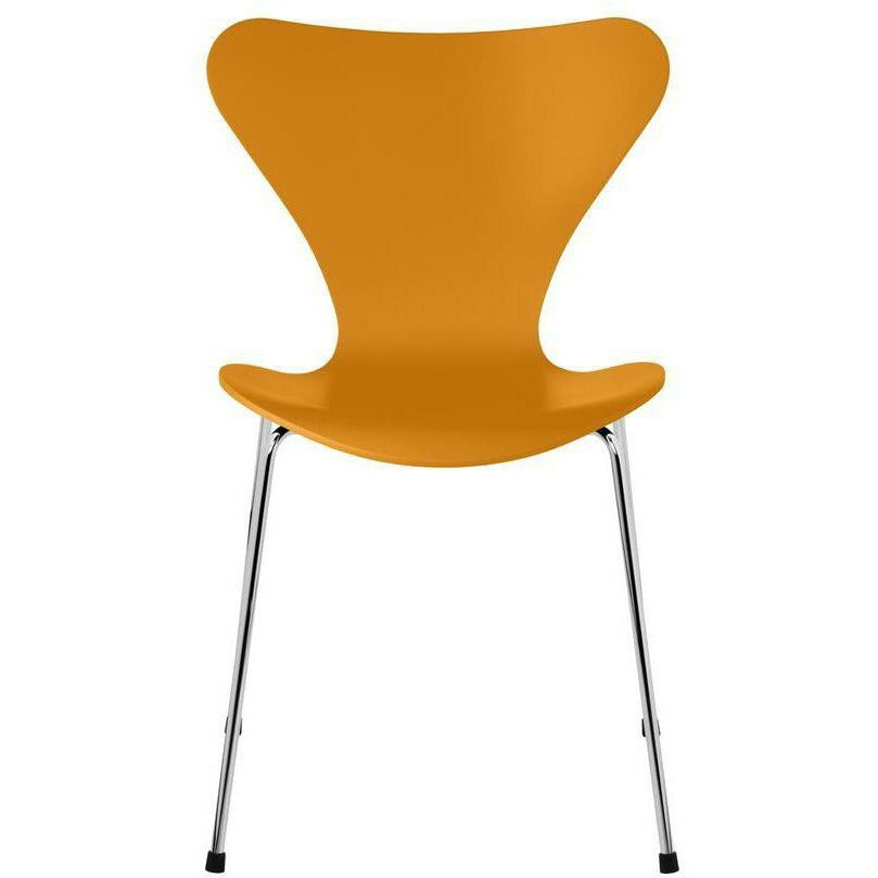 [product_category]-Fritz Hansen Series 7 Chair Lacquered Burnt Yellow Shell, Chrome Plated Steel Base-Fritz Hansen-3107-LAKERET-BURNT-FORKROMET-FRI-1