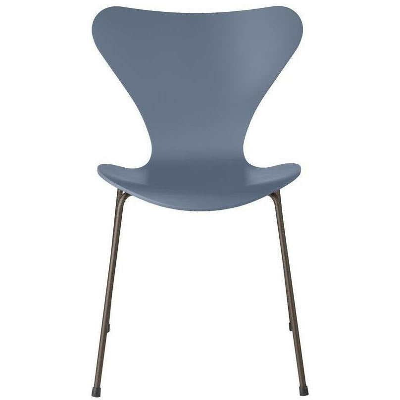 [product_category]-Fritz Hansen Series 7 Chair Lacquered Dusk Blue Shell, Brown Bronze Base-Fritz Hansen-3107-LAKERET-DUSK-BROWN-FRI-1