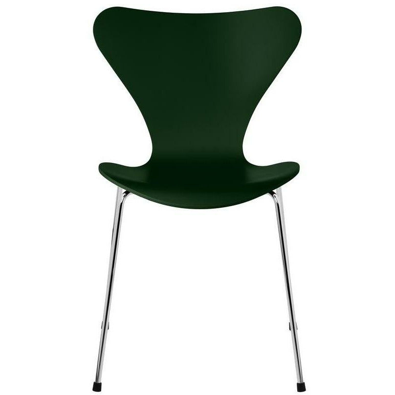 [product_category]-Fritz Hansen Series 7 Chair Lacquered Evergreen Shell, Chrome Plated Steel Base-Fritz Hansen-3107-LAKERET-EVERGREEN-FORKROMET-FRI-1