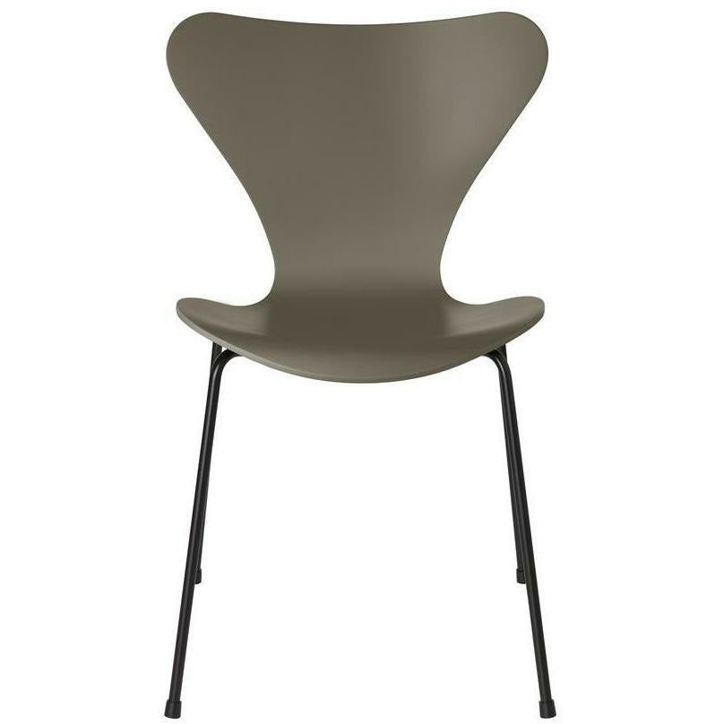 [product_category]-Fritz Hansen Series 7 Chair Lacquered Olive Green Bowl, Black Base-Fritz Hansen-3107-LAKERET-OLIVE-SORT-FRI-1