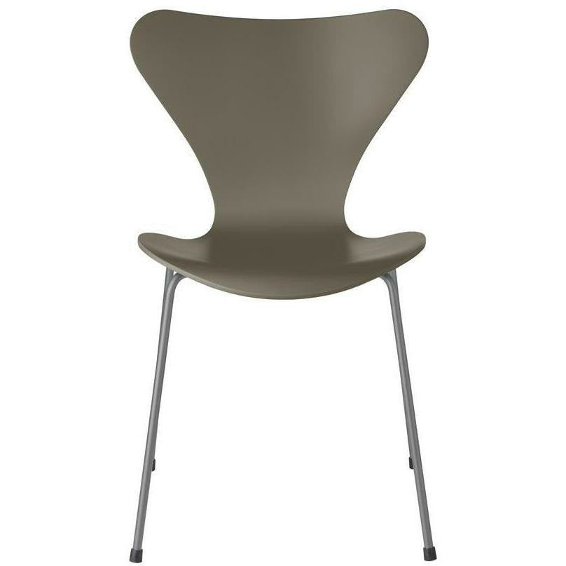 [product_category]-Fritz Hansen Series 7 Chair Lacquered Olive Green Bowl, Silver Grey Base-Fritz Hansen-3107-LAKERET-OLIVE-SILVER-FRI-1