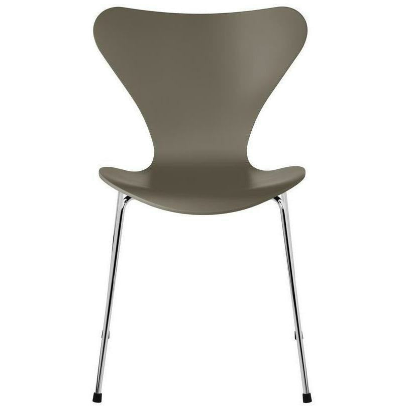 [product_category]-Fritz Hansen Series 7 Chair Lacquered Olive Green Shell, Chrome Plated Steel Base-Fritz Hansen-3107-LAKERET-OLIVE-FORKROMET-FRI-1