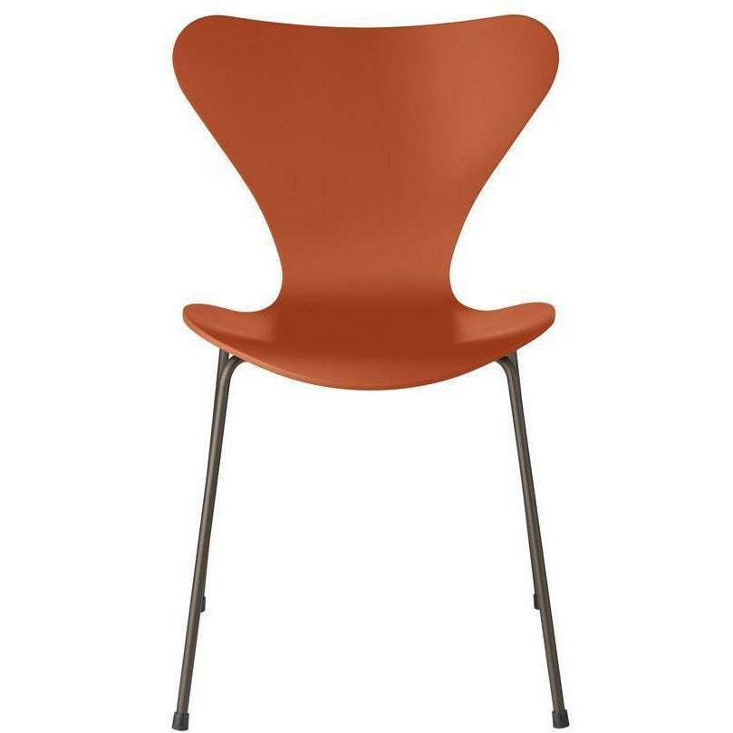 [product_category]-Fritz Hansen Series 7 Chair Lacquered Paradise Orange Bowl, Brown Bronze Base-Fritz Hansen-3107-LAKERET-PARADISE-BROWN-FRI-1