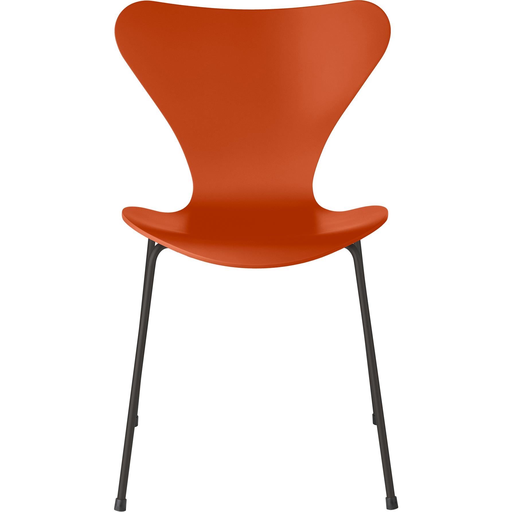 [product_category]-Fritz Hansen Series 7 Chair Lacquered Paradise Orange Bowl, Warm Graphite Base-Fritz Hansen-3107-LAKERET-PARADISE-WARM-FRI-1
