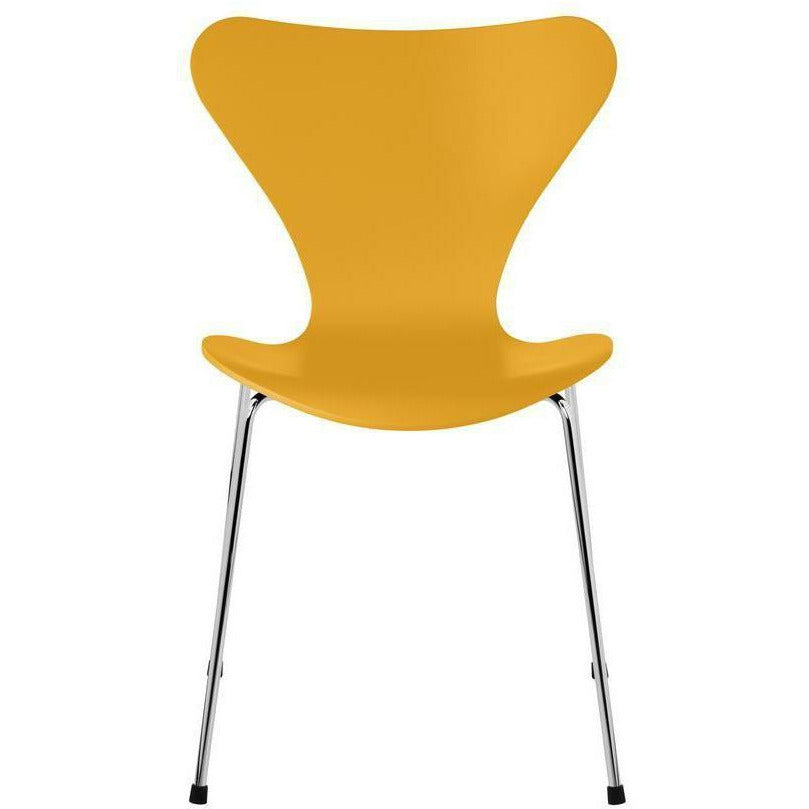 [product_category]-Fritz Hansen Series 7 Chair Lacquered True Yellow Shell, Chrome Plated Steel Base-Fritz Hansen-3107-LAKERET-TRUE-FORKROMET-FRI-1