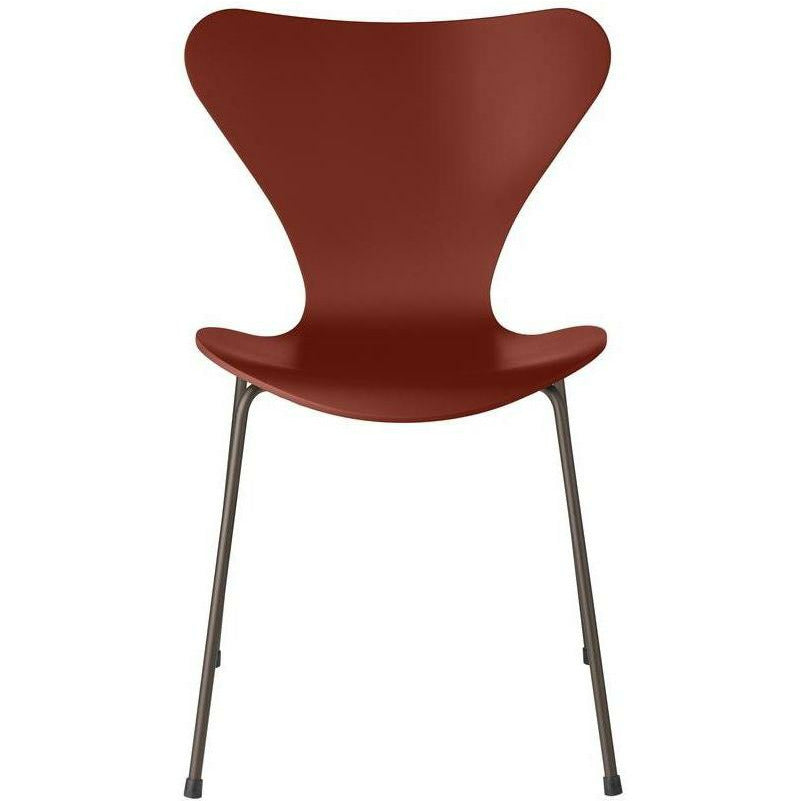 [product_category]-Fritz Hansen Series 7 Chair Lacquered Venetian Red Shell, Brown Bronze Base-Fritz Hansen-3107-LAKERET-VENETIAN-BROWN-FRI-1