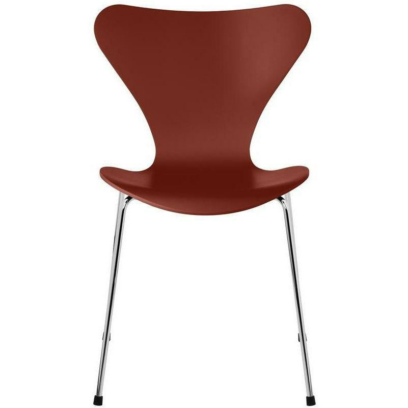 [product_category]-Fritz Hansen Series 7 Chair Lacquered Venetian Red Shell, Chromed Steel Base-Fritz Hansen-3107-LAKERET-VENETIAN-FORKROMET-FRI-1