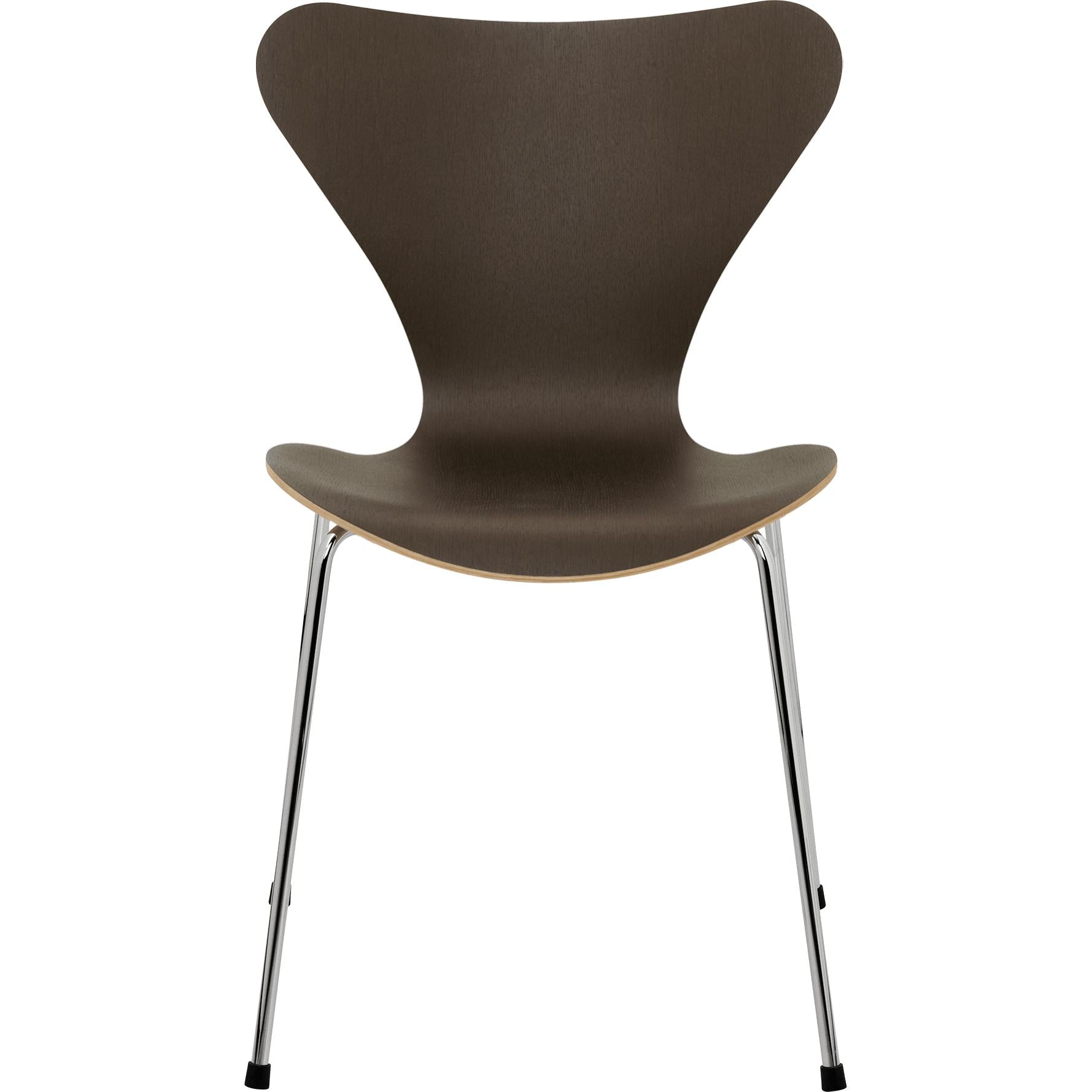 [product_category]-Fritz Hansen Series 7 Chair Veneer Dark Stained Oak Shell, Chromed Steel Base-Fritz Hansen-3107-Finer-DarkStained-Chrome-FRI-1