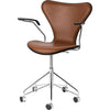 Fritz Hansen Series 7 Swivel křesla předního čalounění kůže, Grace Walnut