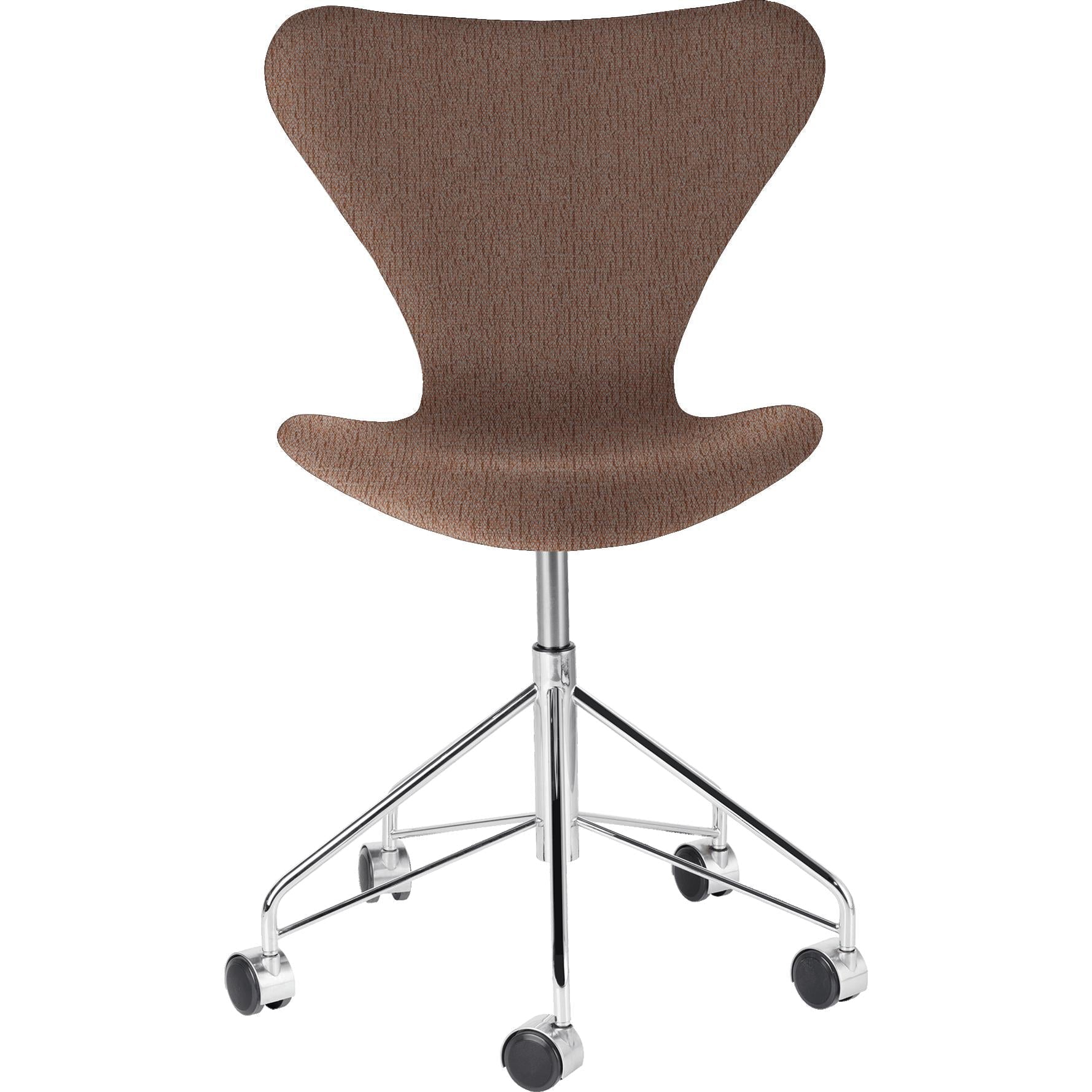 [product_category]-Fritz Hansen Series 7 Swivel Chair Full Upholstery Fabric Christianshavn, Beige/Orange-Fritz Hansen-3117-FulUph-Chris-1132-FRI-1