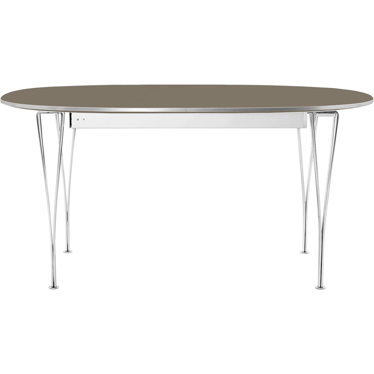 [product_category]-Fritz Hansen Super Ellipse Extendable Table Chrome 100 X170/270 Cm, Grey Bromo Laminate-Fritz Hansen-B620-grey bromo/chromed-FRI-1