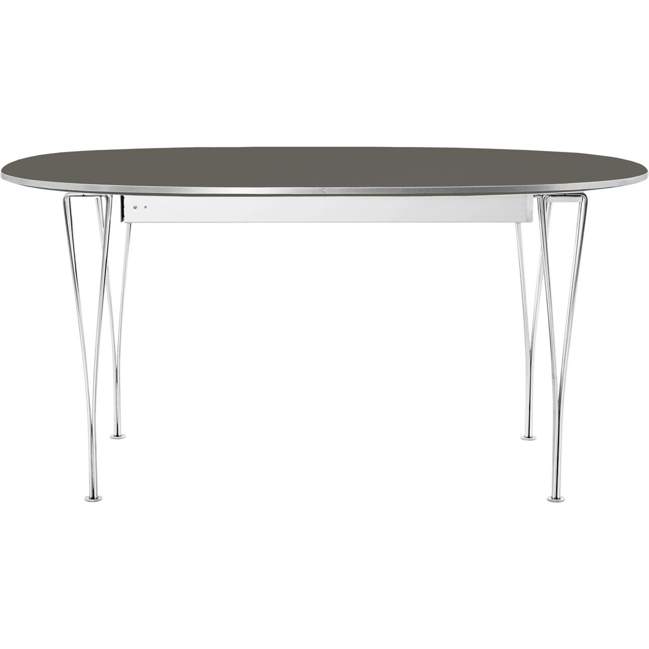 [product_category]-Fritz Hansen Super Ellipse Extendable Table Chrome 100 X170/270 Cm, Grey Efeso Laminate-Fritz Hansen-B620-grey efeso-FRI-1