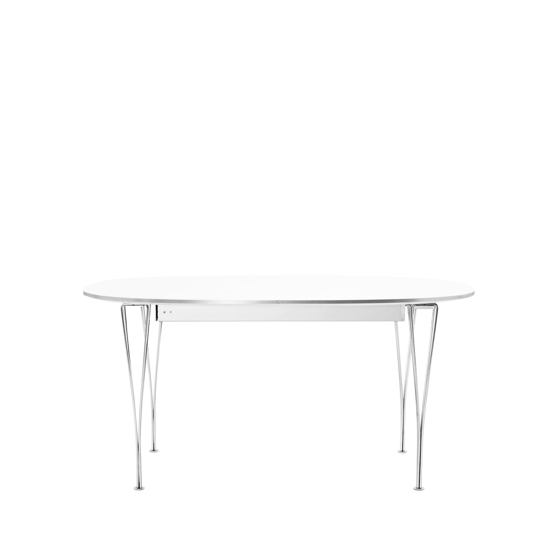 [product_category]-Fritz Hansen Super Ellipse Extendable Table Chrome 100 X170/270 Cm, White Laminate-Fritz Hansen-B620-white/chromed-FRI-1