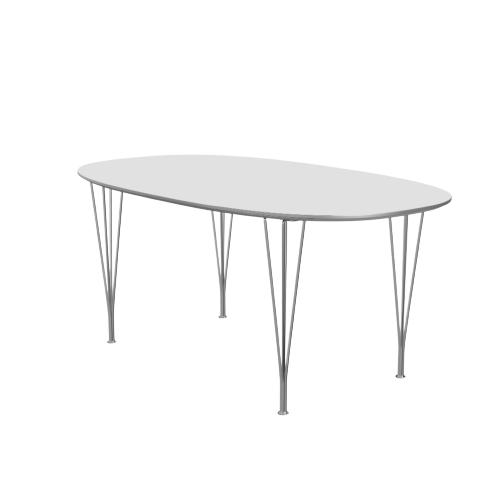 [product_category]-Fritz Hansen Super Ellipse Extendable Table Chrome 100 X170/270 Cm, White Laminate-Fritz Hansen-B620-white/chromed-FRI-3