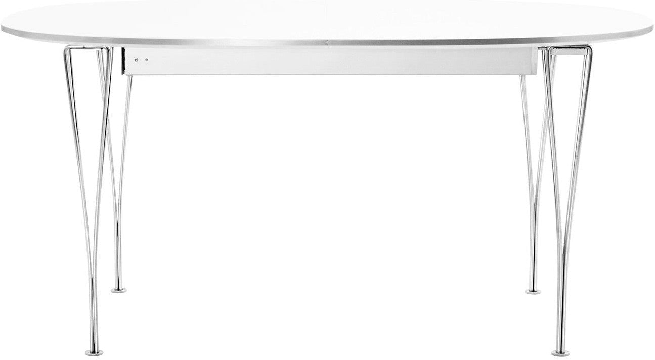 [product_category]-Fritz Hansen Super Ellipse Extendable Table Lacquered 120 X180/300 Cm, White Laminate-Fritz Hansen-B619-white/powder coated-FRI-1