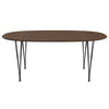 Fritz Hansen Superellipse™ Dining Table Black/Walnut Veneer With Walnut Table Edge, 180x120 Cm