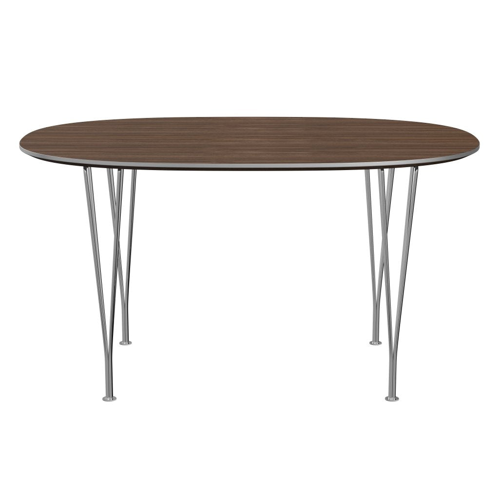 [product_category]-Fritz Hansen Superellipse Dining Table Chrome/Walnut Veneer, 135x90 Cm-Fritz Hansen-B611-WAL001-SPAL-CST-FRI-1
