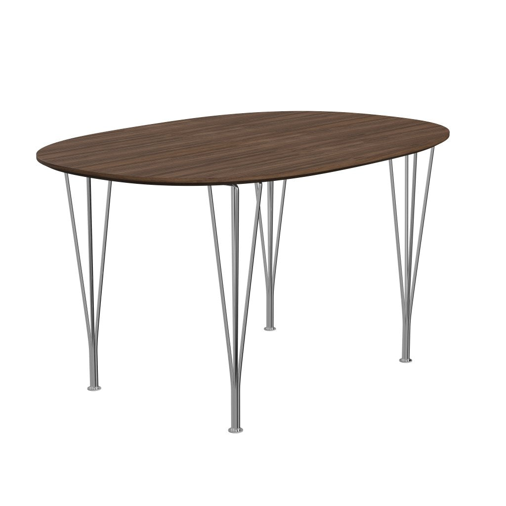 [product_category]-Fritz Hansen Superellipse Dining Table Chrome/Walnut Veneer With Walnut Table Edge, 135x90 Cm-Fritz Hansen-B611-WAL001-WAL001-CST-FRI-2