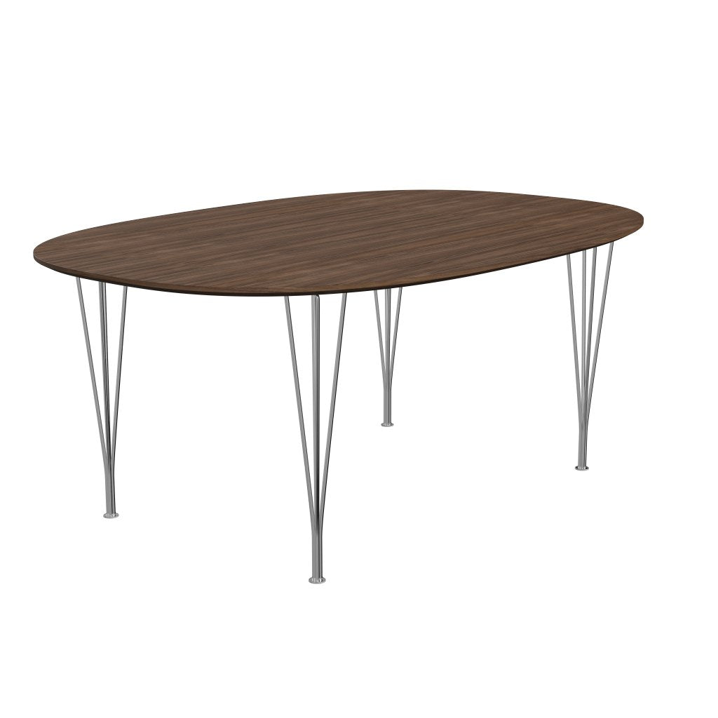 [product_category]-Fritz Hansen Superellipse Dining Table Chrome/Walnut Veneer With Walnut Table Edge, 180x120 Cm-Fritz Hansen-B613-WAL001-WAL001-CST-FRI-2