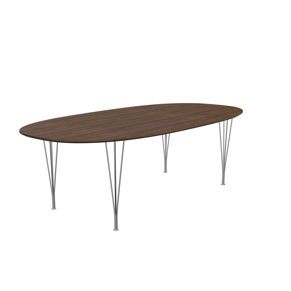 [product_category]-Fritz Hansen Superellipse Dining Table Chrome/Walnut Veneer With Walnut Table Edge, 240x120 Cm-Fritz Hansen-B614-WAL001-WAL001-CST-FRI-2