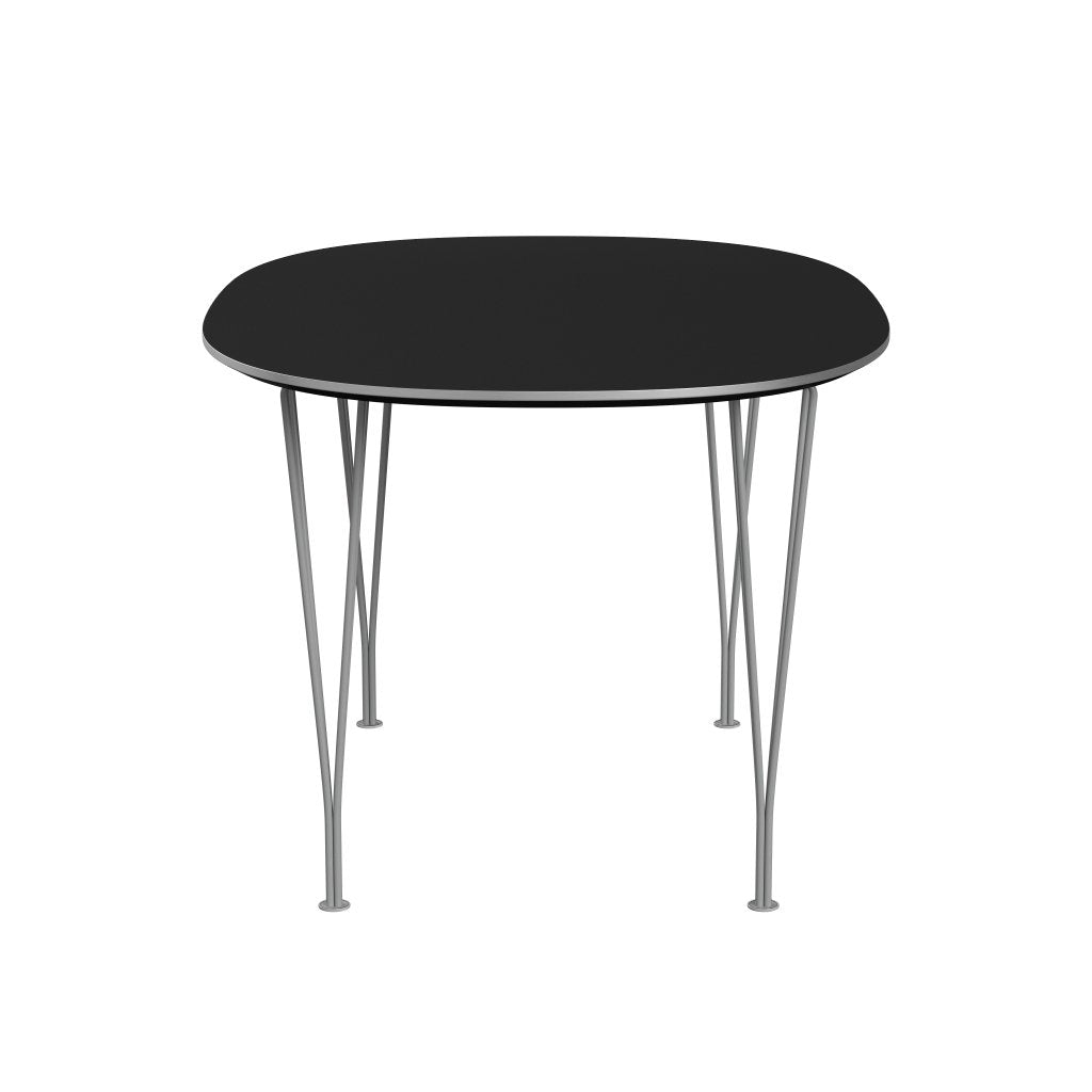 [product_category]-Fritz Hansen Superellipse Dining Table Grey Powder Coated/Black Fenix Laminates, 135x90 Cm-Fritz Hansen-B611-FXBLL-SPAL-GRBA-FRI-3