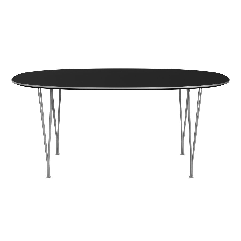 [product_category]-Fritz Hansen Superellipse Dining Table Grey Powder Coated/Black Fenix Laminates, 170x100 Cm-Fritz Hansen-B616-FXBLL-SPAL-GRBA-FRI-1