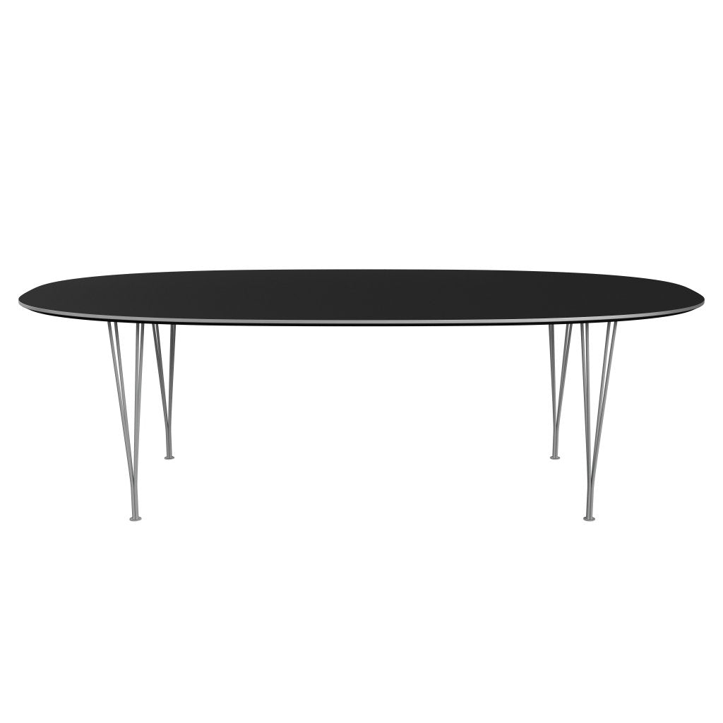 [product_category]-Fritz Hansen Superellipse Dining Table Grey Powder Coated/Black Fenix Laminates, 240x120 Cm-Fritz Hansen-B614-FXBLL-SPAL-GRBA-FRI-1