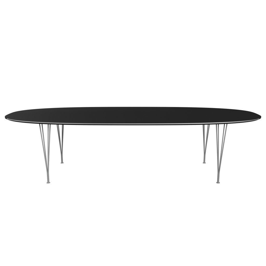 [product_category]-Fritz Hansen Superellipse Dining Table Grey Powder Coated/Black Fenix Laminates, 300x130 Cm-Fritz Hansen-B617-FXBLL-SPAL-GRBA-FRI-1
