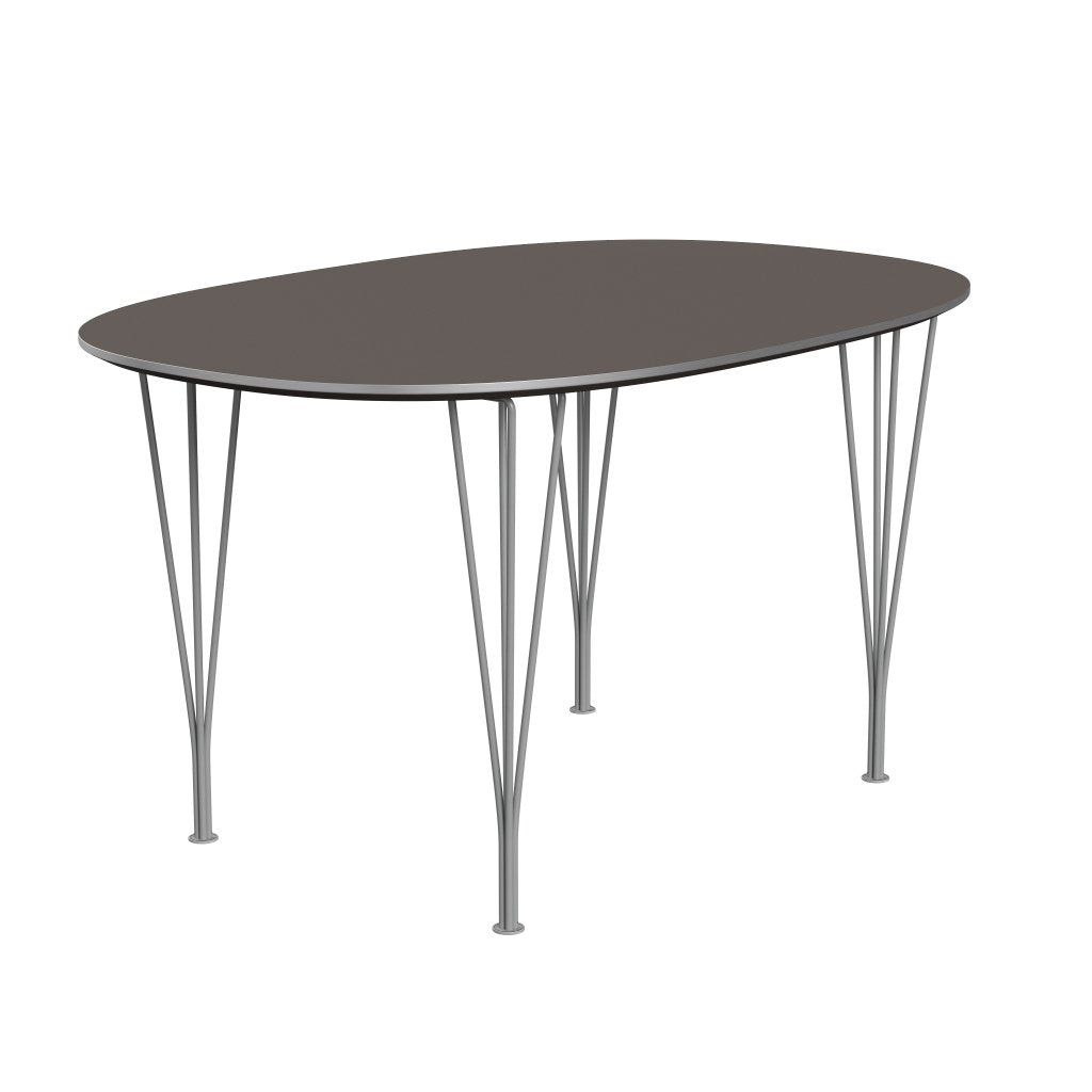 [product_category]-Fritz Hansen Superellipse Dining Table Grey Powder Coated/Grey Fenix Laminates, 135x90 Cm-Fritz Hansen-B611-FXGRL-SPAL-GRBA-FRI-2