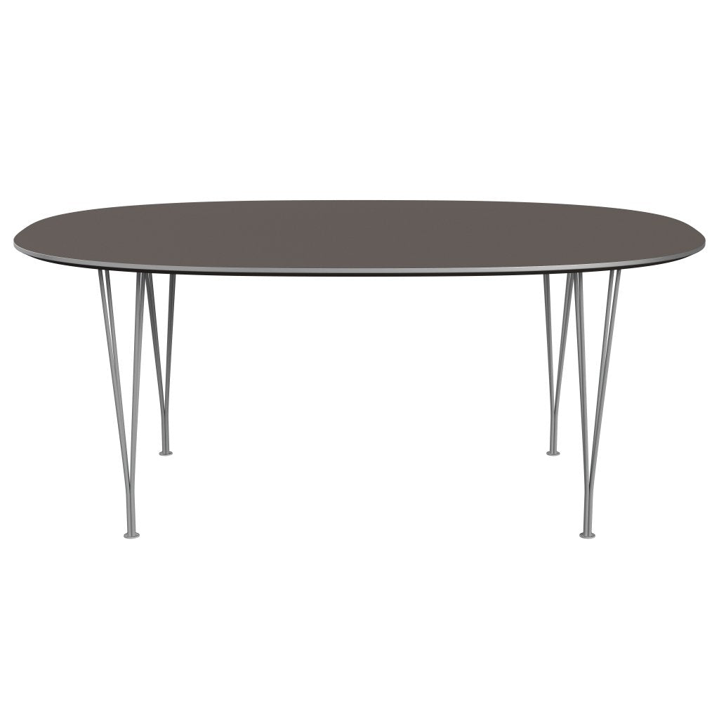 [product_category]-Fritz Hansen Superellipse Dining Table Grey Powder Coated/Grey Fenix Laminates, 180x120 Cm-Fritz Hansen-B613-FXGRL-SPAL-GRBA-FRI-1