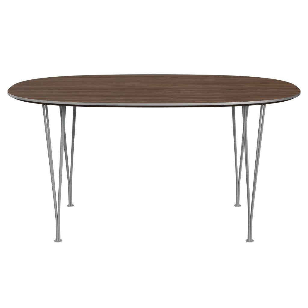 [product_category]-Fritz Hansen Superellipse Dining Table Grey Powder Coated/Walnut Veneer, 150x100 Cm-Fritz Hansen-B612-WAL001-SPAL-GRBA-FRI-1