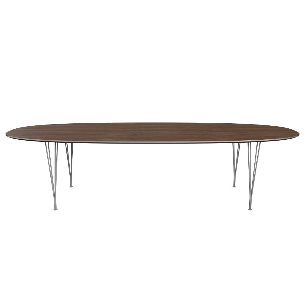 [product_category]-Fritz Hansen Superellipse Dining Table Grey Powder Coated/Walnut Veneer, 300x130 Cm-Fritz Hansen-B617-WAL001-SPAL-GRBA-FRI-1