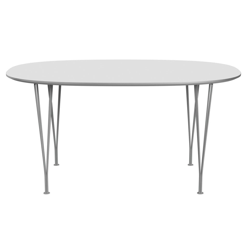 [product_category]-Fritz Hansen Superellipse Dining Table Grey Powder Coated/White Fenix Laminates, 150x100 Cm-Fritz Hansen-B612-FXWHL-SPAL-GRBA-FRI-1