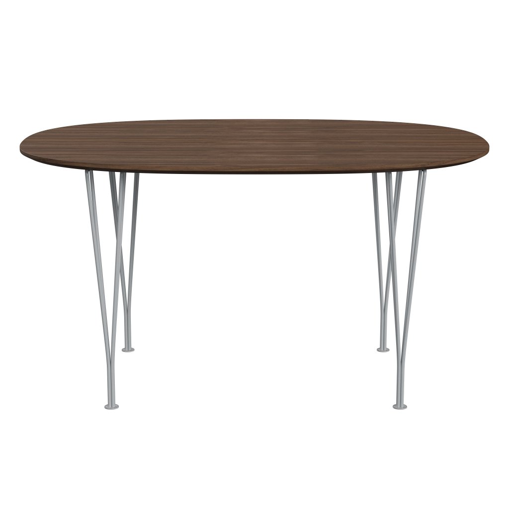 [product_category]-Fritz Hansen Superellipse Dining Table Silver Grey/Walnut Veneer With Walnut Table Edge, 135x90 Cm-Fritz Hansen-B611-WAL001-WAL001-SIGREY-FRI-1