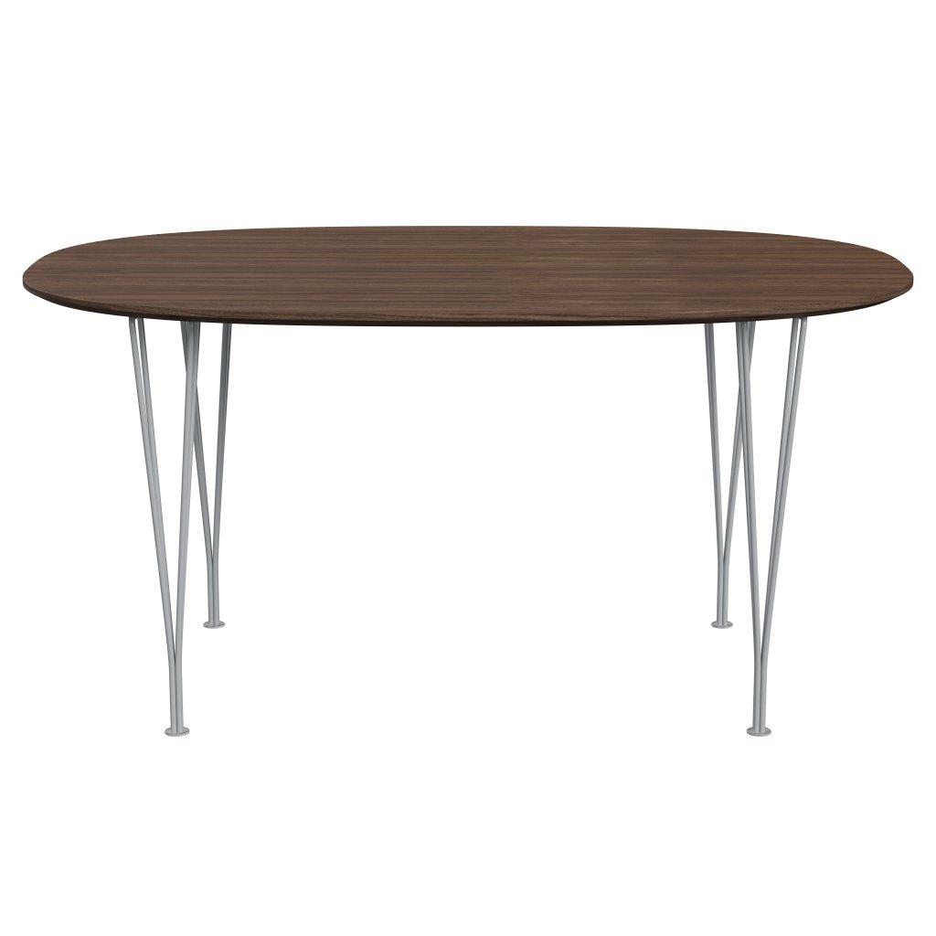 [product_category]-Fritz Hansen Superellipse Dining Table Silver Grey/Walnut Veneer With Walnut Table Edge, 150x100 Cm-Fritz Hansen-B612-WAL001-WAL001-SIGREY-FRI-1