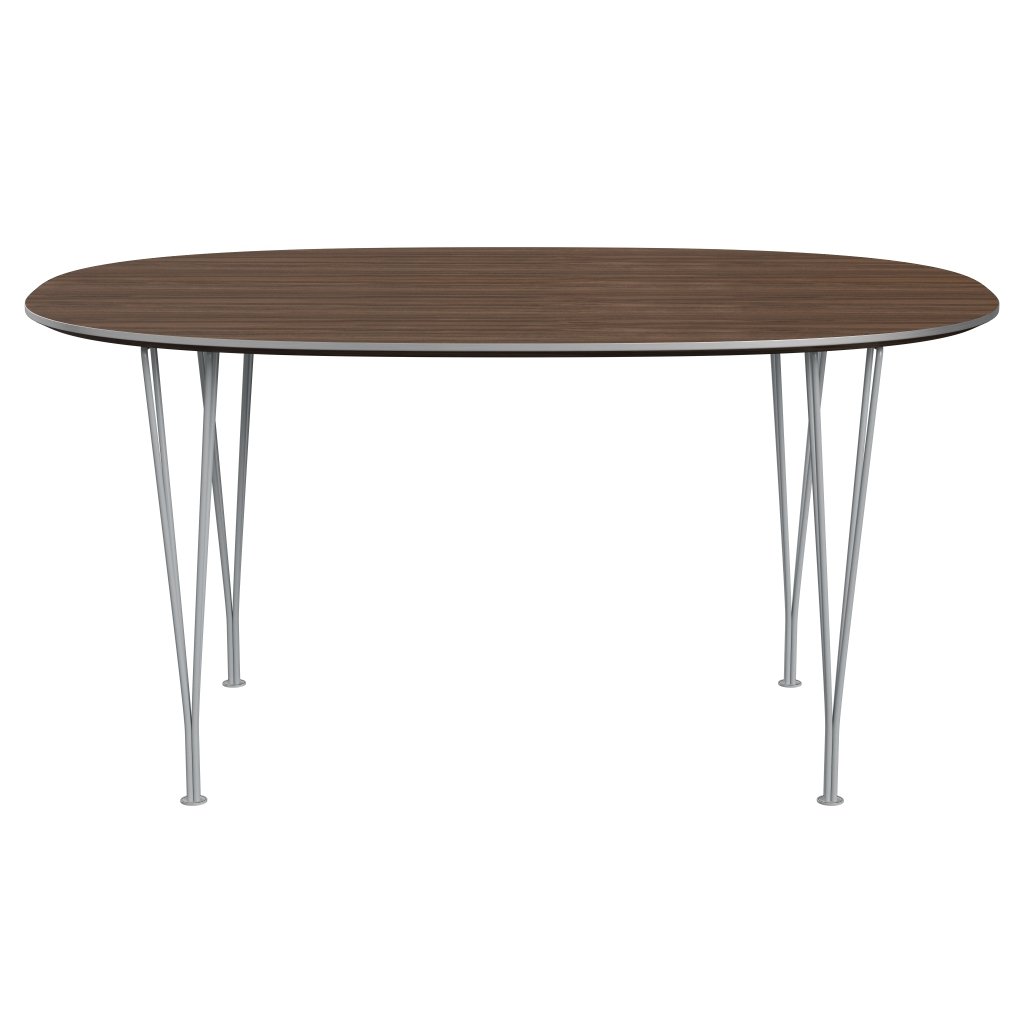 [product_category]-Fritz Hansen Superellipse Dining Table Silvergrey/Walnut Veneer, 150x100 Cm-Fritz Hansen-B612-WAL001-SPAL-SIGREY-FRI-1