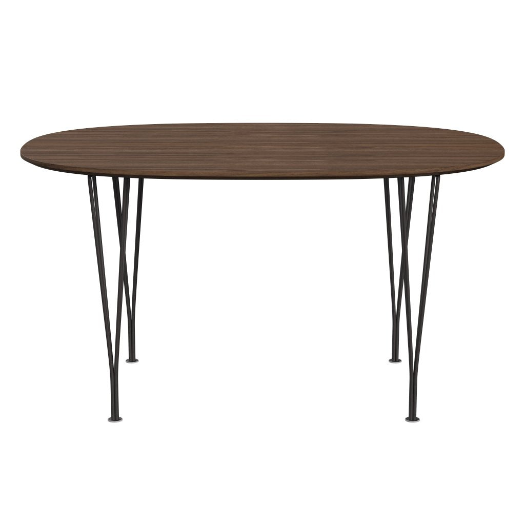 [product_category]-Fritz Hansen Superellipse Dining Table Warm Graphite/Walnut Veneer With Walnut Table Edge, 135x90 Cm-Fritz Hansen-B611-WAL001-WAL001-WARGRA-FRI-1