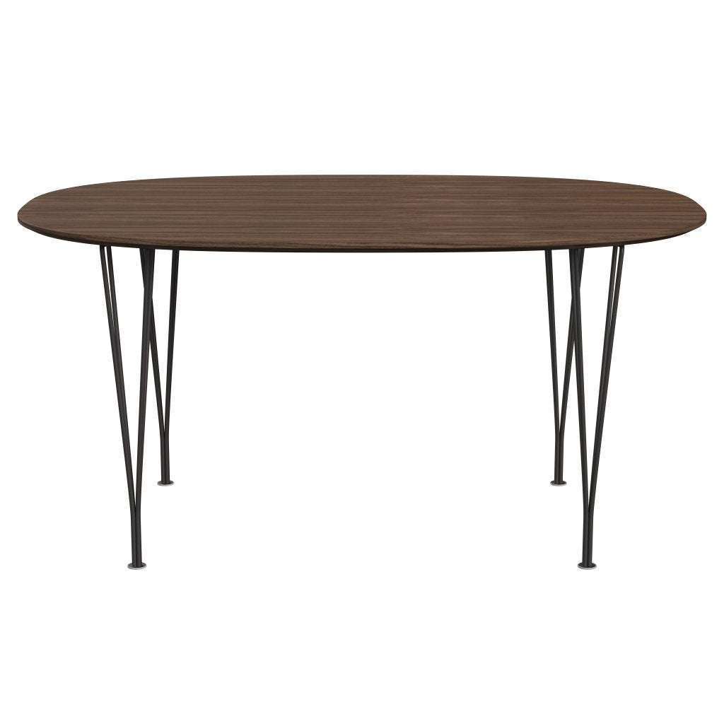 [product_category]-Fritz Hansen Superellipse Dining Table Warm Graphite/Walnut Veneer With Walnut Table Edge, 150x100 Cm-Fritz Hansen-B612-WAL001-WAL001-WARGRA-FRI-1