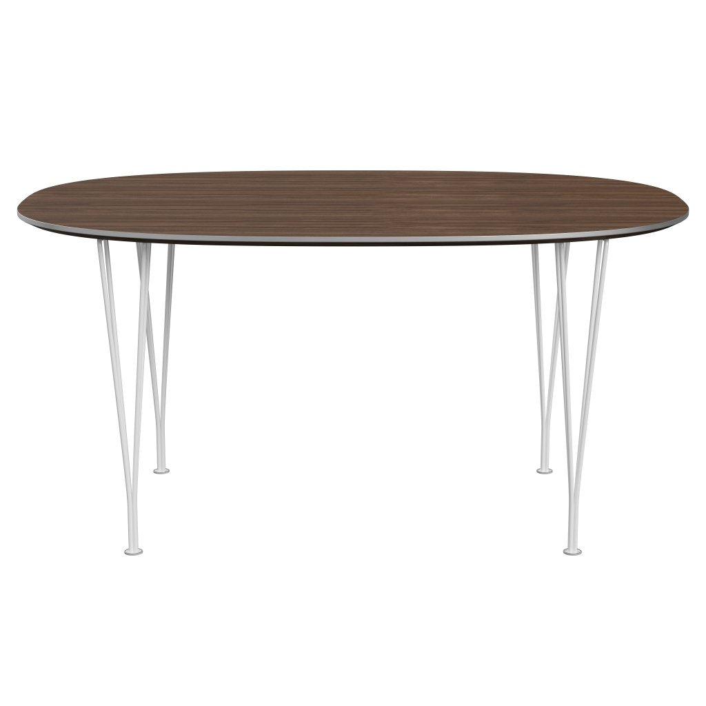 [product_category]-Fritz Hansen Superellipse Dining Table White/Walnut Veneer, 150x100 Cm-Fritz Hansen-B612-WAL001-SPAL-DRWH-FRI-1