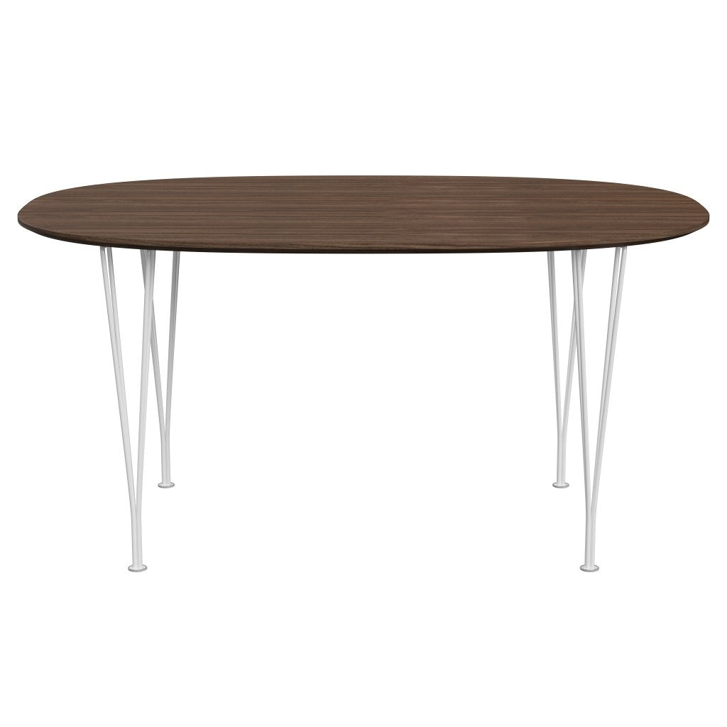 [product_category]-Fritz Hansen Superellipse Dining Table White/Walnut Veneer With Walnut Table Edge, 150x100 Cm-Fritz Hansen-B612-WAL001-WAL001-DRWH-FRI-1