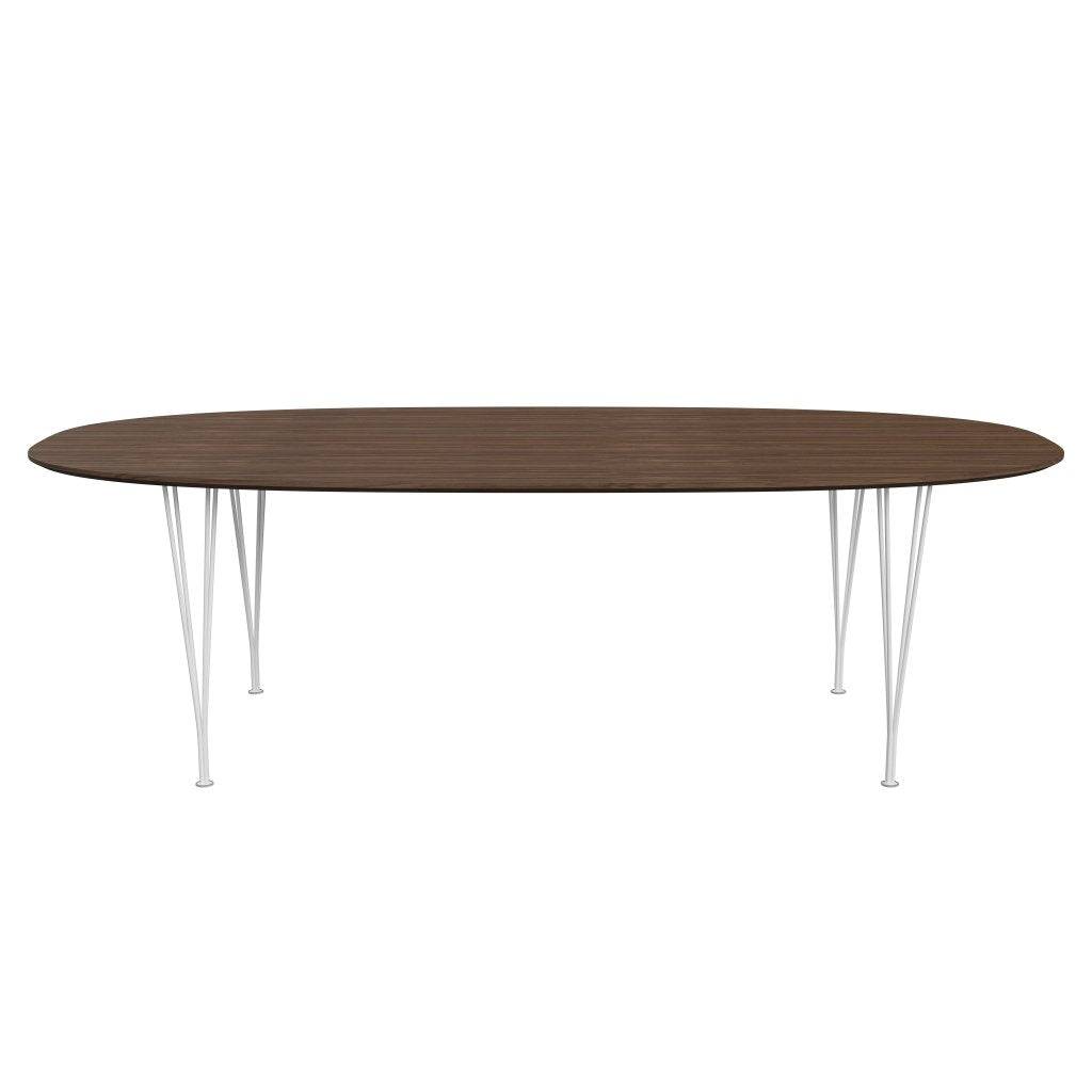 [product_category]-Fritz Hansen Superellipse Dining Table White/Walnut Veneer With Walnut Table Edge, 240x120 Cm-Fritz Hansen-B614-WAL001-WAL001-DRWH-FRI-1