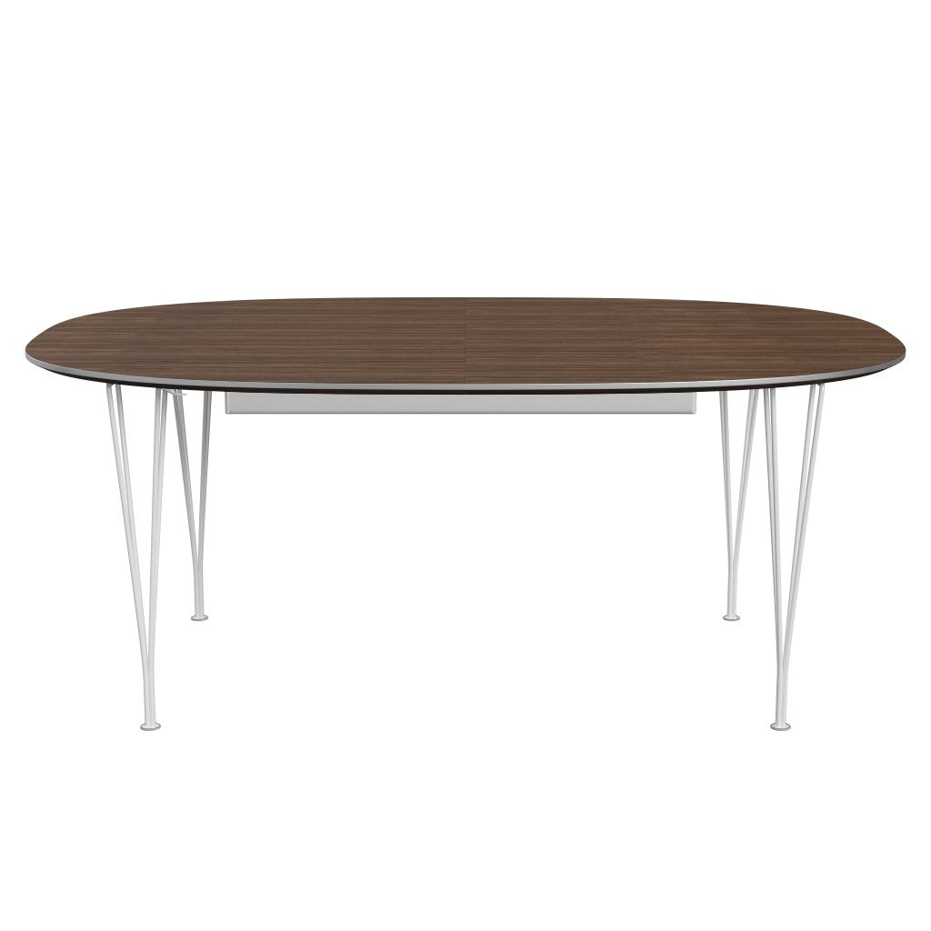 [product_category]-Fritz Hansen Superellipse Extendable Table White/Walnut Veneer, 300x120 Cm-Fritz Hansen-B619-WAL001-SPAL-DRWH-FRI-1