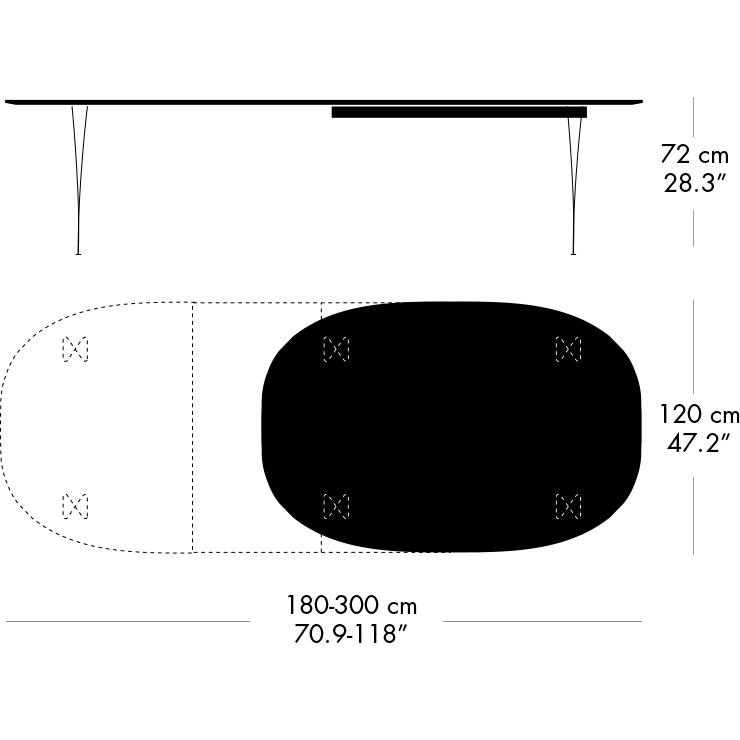 [product_category]-Fritz Hansen Superellipse Extending Table Nine Grey/Walnut Veneer With Walnut Table Edge, 300x120 Cm-Fritz Hansen-B619-WAL001-WAL001-DRNIGR-FRI-5