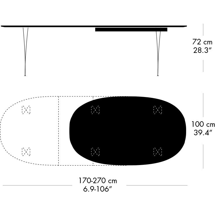[product_category]-Fritz Hansen Superellipse Extending Table Silver Grey/Walnut Veneer With Walnut Table Edge, 270x100 Cm-Fritz Hansen-B620-WAL001-WAL001-SIGREY-FRI-5