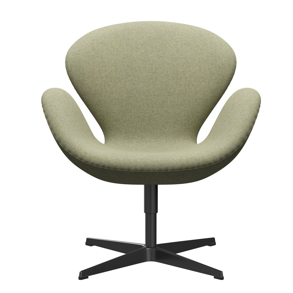 [product_category]-Fritz Hansen Swan Lounge Chair, Black Lacquered/Divina Md Soft Green-Fritz Hansen-3320-DMD913-BLLA-FRI-1