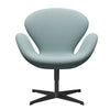 Fritz Hansen Swan™ Lounge Chair, Black Lacquered/Fiord Light Blue/Stone