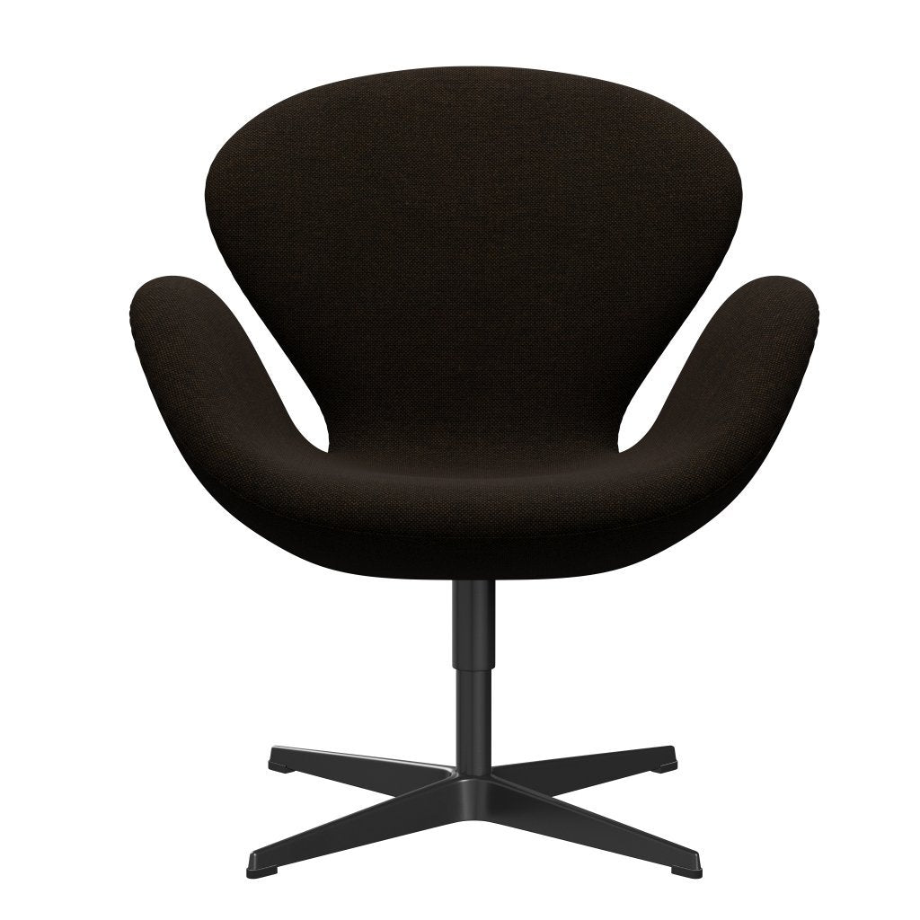 [product_category]-Fritz Hansen Swan Lounge Chair, Black Lacquered/Hallingdal Black/Brown-Fritz Hansen-3320-HAL370-BLLA-FRI-1
