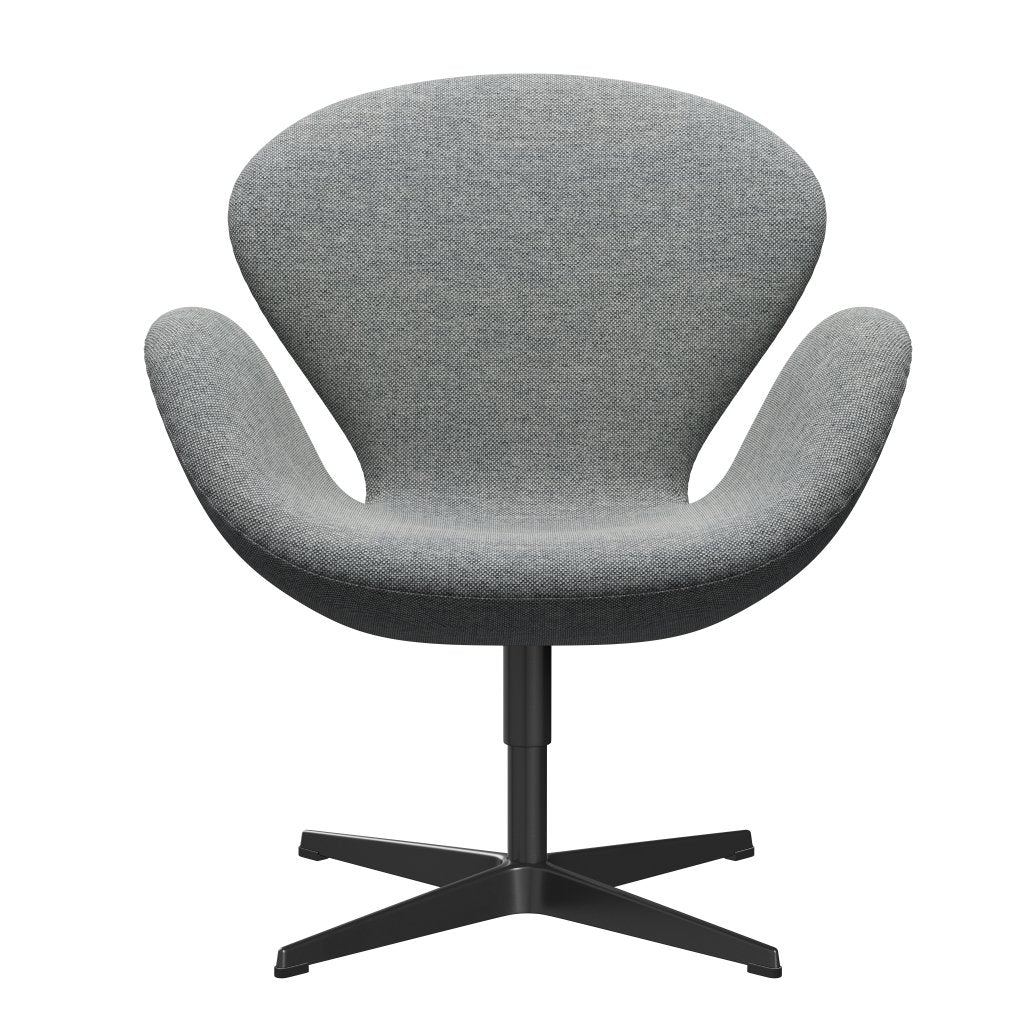 [product_category]-Fritz Hansen Swan Lounge Chair, Black Lacquered/Hallingdal White Grey-Fritz Hansen-3320-HAL116-BLLA-FRI-1